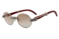Оптово-2019 Новый ретро мода круглые алмазные солнцезащитные очки 7550178-B натуральные древесины роскошные роскоши солнцезащитные очки очки Размер: 55/57 -22-135 мм