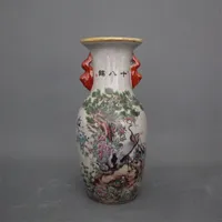 vase pastel de céramique antique Jingdezhen 18 pièces d'affichage antique cabinet de décoration grue vase décoration festival céramique