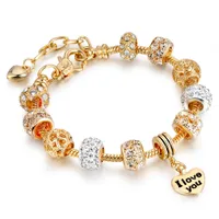 DIY Alloy Big Hole Charm Bead Bracelet Pulsera Jewelry Golden European Bead Bracelets Bangles Gifts 20 Styles