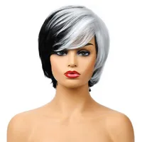 2020 Amazon Hot Selling European and American Wig Women&#039;s Fashion Mixed Color High Temperature Silk Short Straight Hair Wig