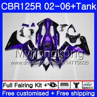 Body + Tank Purple black hot لهوندا CBR-125R 125CC CBR125RR CBR125R 02 03 04 05 06 272HM.7 CBR 125 R 125R 2002 2003 2004 2005 2006 Fairing