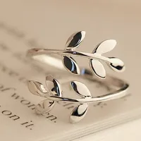 L'olivo ramo foglie anello aperto per le donne ragazza anelli di nozze anelli di foglie di charms anelli regolabili migliaia di gioielli da dito xmas economici 20pcs