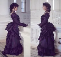 Victorian Gothic Prom Dresses Long Sleeves Pick Ups Vintage Party Formal Gowns Floor Length Evening Dress for Bride