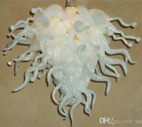 현대 미술 램프 우유 화이트 100 % 수제 불어 유리 크리스탈 샹들리에 LED 광원 무라노 샹들리에 조명