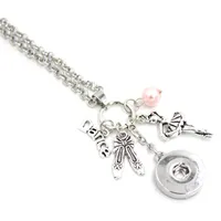 Wholesale Ballet Gift 18mm Snap Jewelry Dance Ballerina Charms Pendant Necklace Ballerina Gifts Snap Button Necklaces