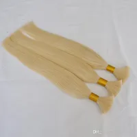 100% Human Remy Cheveux Extension en vrac 300 grammes Brésilien Vult Brésilien Non Weft Wave Droite 12 à 26 pouces 613 Javel Blonde Couleur