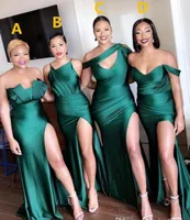 2020 Sexy Turquoise Green Side Dividir dama de honra vestidos longos empregada doméstica de honra Vestido sereia de convidados do casamento vestido de noite
