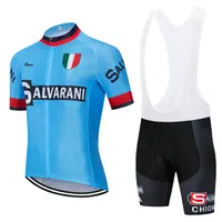 2022 Pro Team Salvarani 빈티지 사이클링 저지 세트 통기성 짧은 소매 여름 빠른 마른 천 Mtb Ropa Ciclismo G2