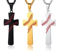 2020 Neue Kreuz Baseballschläger Halskette Anhänger Gold Silber Schwarz Farbe Edelstahl Baseball Kreuz Anhänger Halskette Für Frauen Männer Hiphop