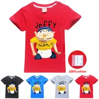 SML JeffyプリントキッズTシャツ6-14Tキッズボーイズボーイズ漫画プリント100％コットンティーシャツ115-165cmキッズデザイナー服男の子卸売ZSS383