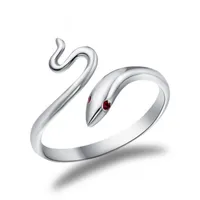 Omhxzj Großhandel Europäische Modesfrau Girl Party Hochzeitsgeschenk Silber Red Snake Zirkon offen 925 Sterling Silber Ring RR277