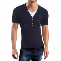 Kısa Kollu Sahte İki Tişörtlü V Yaka İnce Erkekler Tişört Camisetas Moda Hombre Tee Gömlek Erkek için Gömlek XXL 011