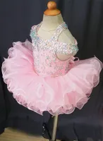 Magnífica bebés Glitz con cuentas de cristal niñas desfile de vestidos de los vestidos de la magdalena infantil Mini faldas cortas del niño de flor de las colmenas de las muchachas del vestido