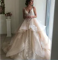 2022 Neue Design Vintage Hochzeitskleid Champagner Farbe Ball Gonw Spring Brautkleider Hohe Qualität Vestido de Noiva