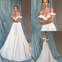 Modern 2020 Eva Lendel A Line Bröllopsklänning Satin Sweetheart Backless Vestidos de Novia Brudklänningar