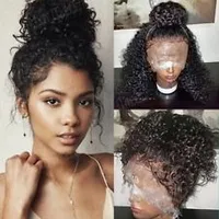 360 Lace Wig Pre Plocked Kinky Curly 130% Densitet Vattenvåg Brasiliansk Remy Mänskliga Hår Front Pärlor För Black Women Diva1