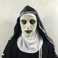 Vendita al dettaglio di Halloween The Nun Maschera Orrore Cosplay Valak maschere spaventose lattice Casco integrale demone Halloween Party costume puntelli regalo