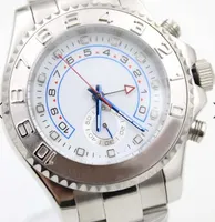 Nieuwe 44mm Automatische Mechanische Mens Horloge Horloges White Dial met draaibare zilveren Top Ring Bezel en roestvrijstalen band