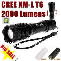 New Arrival Black Ultrafire LED Flashlights Durable Cree XML T6 LED Torches for Camping 2000 Lumen Aluminum Alloy Material Hot Sale XML3T6