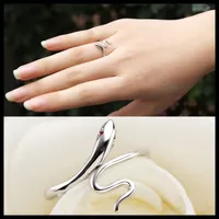 Hot Fashion Snake Shaped Silver Plated Rhinestone Lady Ring Finger Opening Adjustable Drop Shipping RING 0069-in Rings from Jewelry on Wish.
