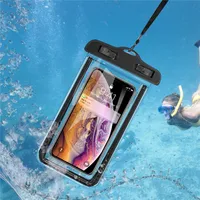 発光防水ケース携帯電話ケースクリアPVC封印水中セルスマートフォン水泳ポーチカバーエアバッグフローティングバッグ防水