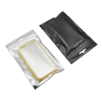 100PCS / Lot claro plástico Embalagem Sacos auto Selo Preto Alumínio Zipper saco de jóias acessórios eletrônicos Armazenamento Bolsas Pendure Buraco