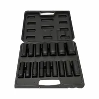 1 2" Drive Metric Deep Impact Socket Set 16 Piece 10-32mm in Case Garage High Quality Professionals Tire tool