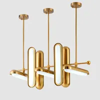 Postmodern Golden Art Deco Golden Iron Glass Kroonluchter Hanglampen Verlichting Luster Suspension Luminaire Lampen voor Dineren Kamer Myy