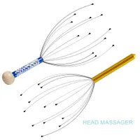 頭の刺激とリラクゼーションのためのヘッドマッサージ炉の頭皮マッサージャースクラッチティンラーストレスリリーバーツールセット（ブルー+ゴールド）