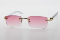 Venta al por mayor NUEVOS Gafas de sol blancas sin montura Gafas vintage con caja Hot Unisex Fashion Classic Sun Sunglasses Designer Mens Mujeres Lujo