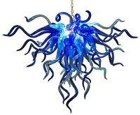 Lamp Mini Slaapkamer / Keuken Kobalt Blauw Gekleurde Hand Blown Art Glas Kroonluchters Verlichting LED Hanger Kroonluchter Lampen