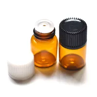 1000pcs 2ml Bottle Mini Vidro Âmbar com orifício redutor e Small Cap amostra Perfume Essential Oil transporte frascos gratuito