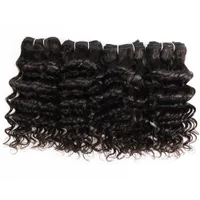 4 PCS Indio profundo Curly Hair Weing 50G / PC Color natural Negro Cabello humano Extensiones para paquetes de estilo bob corto