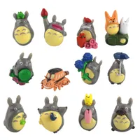 12 sztuk / zestaw mojego sąsiadu Totoro Figure Prezenty Lalki Żywicy Miniaturowe Figurki Zabawki PCV Placic Japanese Cute Anime