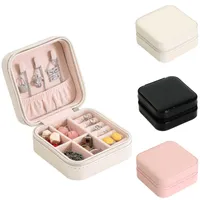 Kobiety Biżuteria Box Torba Podróży Kosmetyczna Naszyjnik Ring Storage Case Zamek Organizator Wyświetlacz Mini Box PU Leather Waterproof