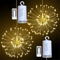 Hängender Starburst-LED-String-Licht lodernds DIY-Feuerwerk Kupfer-Fee-Girlande Weihnachtsbeleuchtung im Freien Funkeln