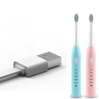 Leistungsstarke Ultraschall Sonic Elektrische Zahnbürste mit 2 Austauschbare USB-Lade Zahnbürsten Waschbare elektronische Whitening Zähne putzen