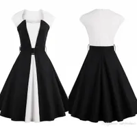Semplice da partito Breve Rockabilly1950s nero Nuovo arrivo Progettato da cocktail Linea Patchwork donne vestono madre Dress Plus Size FS1414