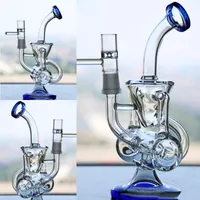 Bong doppio di vetro riciclato con ciotola Dab riges Due bong di fuction Tubi d'acqua Percolators pronti per l'invio di narghilè economici Dimensioni 14,4 mm