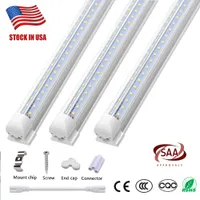 Stock aux Etats-Unis en V LED Tube T8 Integrate 2 4 8 pieds de lampe LED fluorescente 8ft 4ft 4rows LED Tubes d'éclairage Glacière Porte