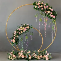 Düğün Dekor Dikmeler Metal Çember Çerçeve Backdrop Dekor Düğün Arch Ferforje Raf DIY Parti Dekorasyon Yuvarlak Çiçek Standı