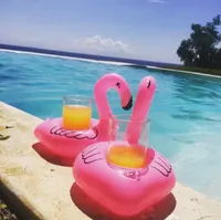 Opblaasbare flamingo drankjes bekerhouder zwembad drijvers bar onderzetters floatation apparaten kinderen bad speelgoed 10 p / l