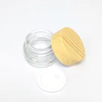 Mini Pot en verre crème Bouteilles ronde cosmétique Jars Crème visage mains cire bouteille d'huile avec plastique grain de bois Cap