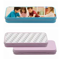 sublimation metal blank pencil cases box hot transfer printing blank consumables two colours pink red pink blue
