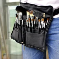 Tamax Professional Cosmetic Makeup Brush PVC Förkläde Bag Artist Waist Belt Rem Protabel Make Up Bag Holder (Borstar Ej inkluderad)