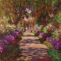Hoge Kwaliteit Claude Monet Olieverfschilderijen Een pad in Tuin Art Reproductie 100% Handgeschilderde Canvas Kunstwerk Beroemde foto voor Wall Decor
