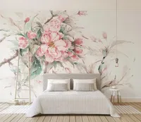 사용자 정의 입체경 3D 벽화 벽지 핑크 벚꽃 객실 침실 벽 벽지 3 차원 생활 소녀의 방 벽지