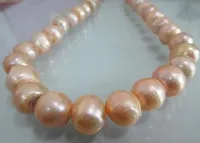 Enorme 18 "DE 12-13 mm Mar del Sur Genuino Oro Rosa Multicolor Collar de Perlas de Plata 925