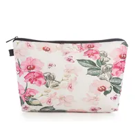 Digital printed flowers and plants hand bag for storage waterproof travel storage portable cosmetic bag coin purse