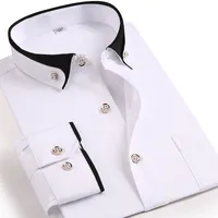 Camisa de vestir de negocios de los hombres de primavera y otoño Camisa de solapa con botones oficial de los hombres Camisa casual de los hombres del estilo de moda